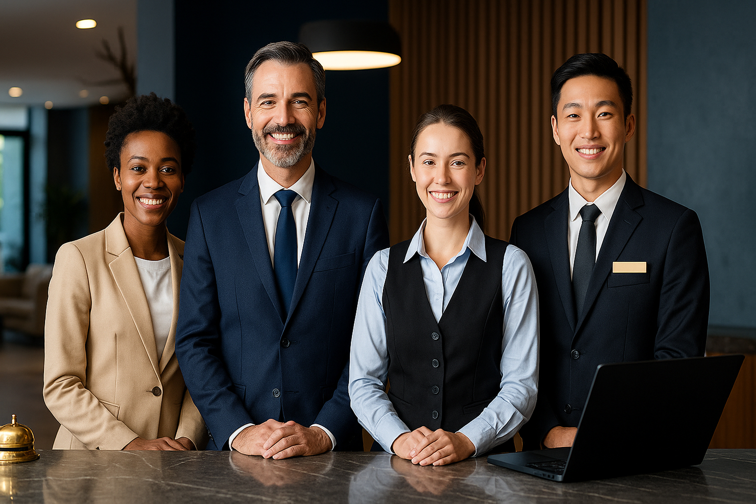 Equipe de um hotel reunida